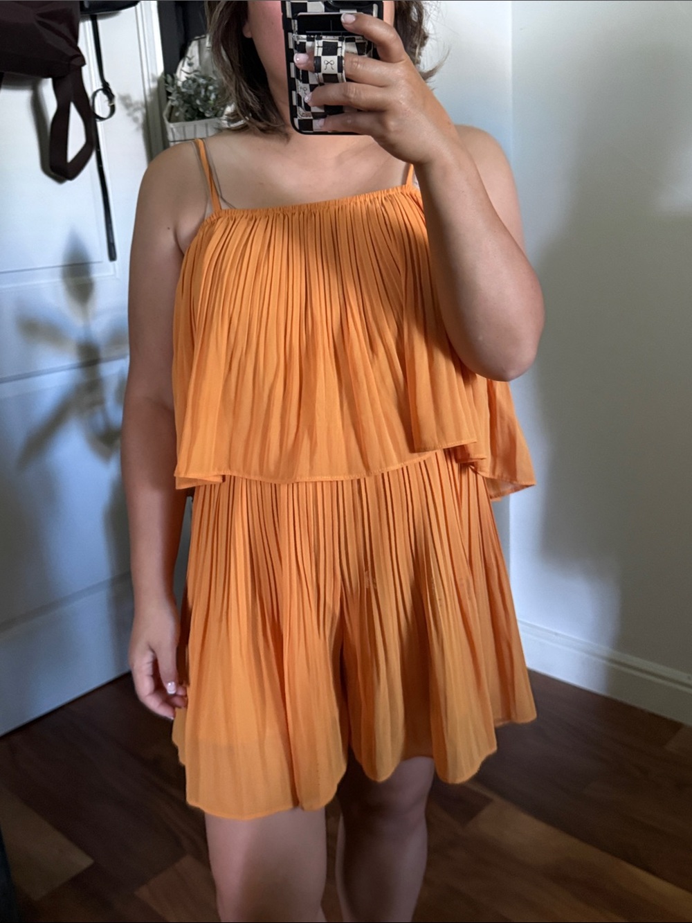 Xluxa Pleated Strappy Layered Romper. M